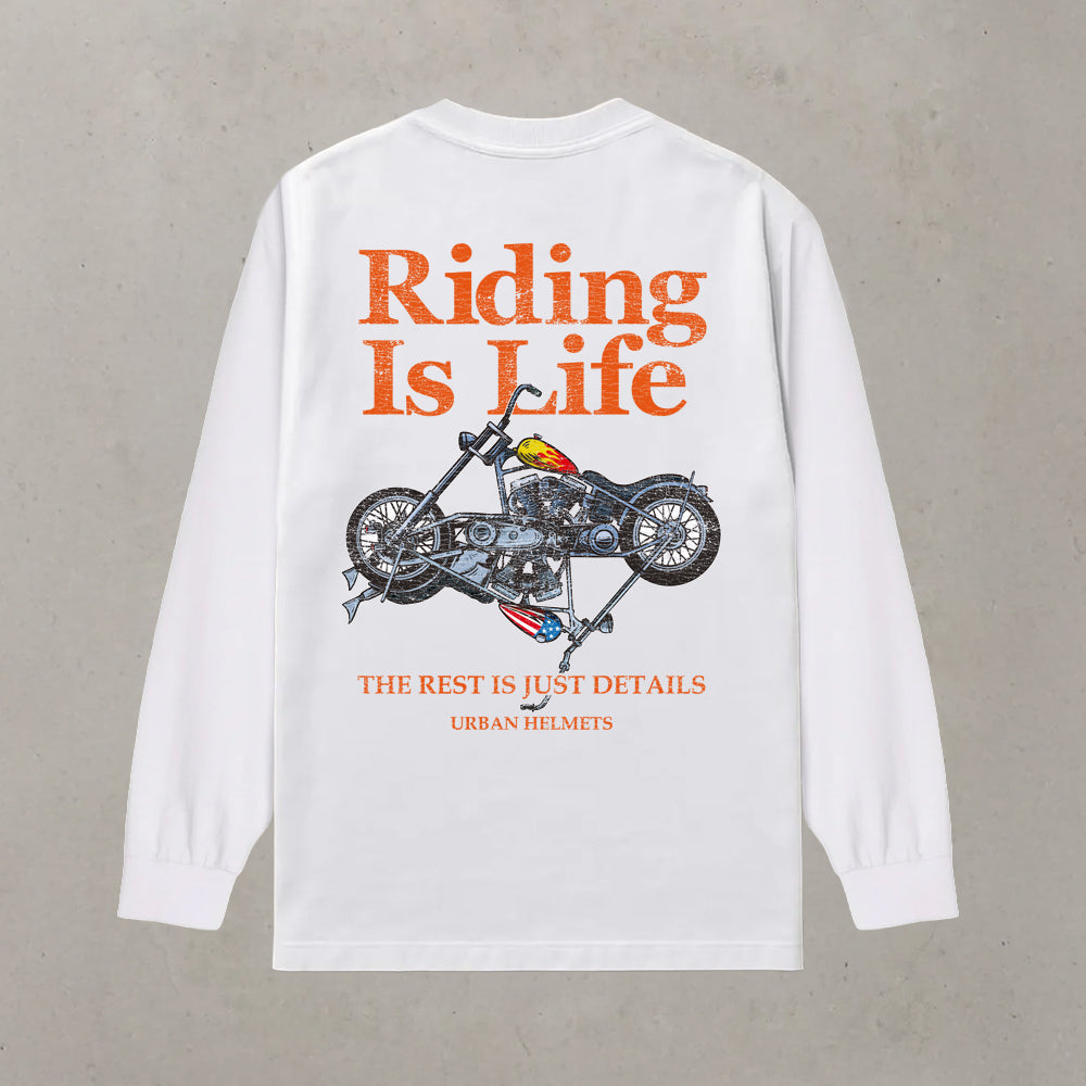 Camiseta Urban White Manga Longa Riding Is Life