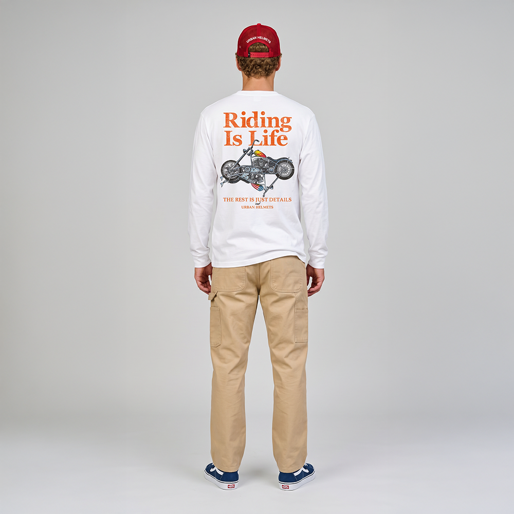 Camiseta Urban White Manga Longa Riding Is Life