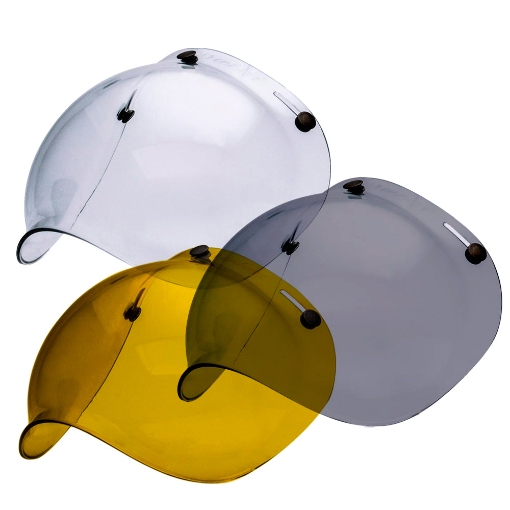 Pack Viseira Bolha - Transparente + Fumê + Amarela