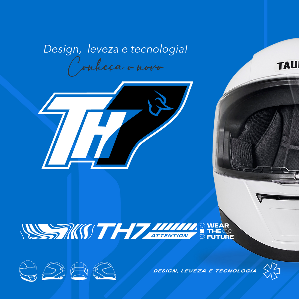 Capacete TH7 Branco Brilho